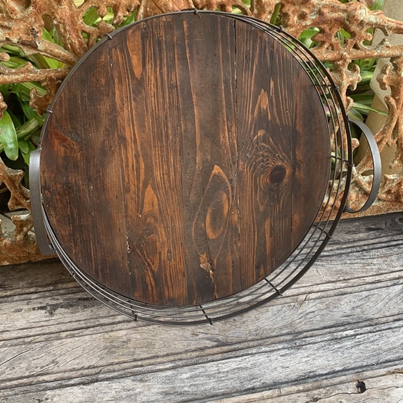 Vintage Rustic Farmhouse Wooden / Metal Tray - Picture 7 of 7